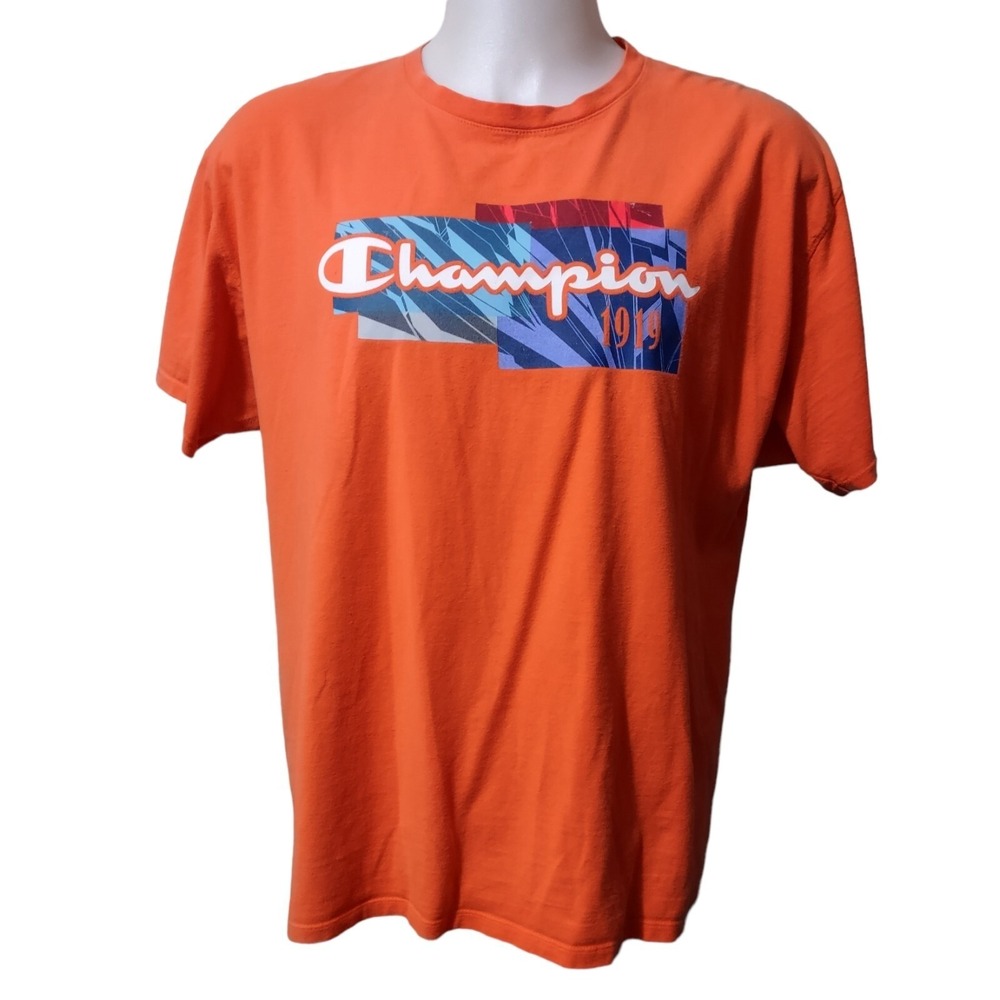 Champion Shirt Men's XL Graphic Logo Orange Streetwear Retro Gorp Core Tee 1919